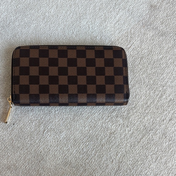 Handbags - Daisy Rose Brown Wallet with Gold Zipper